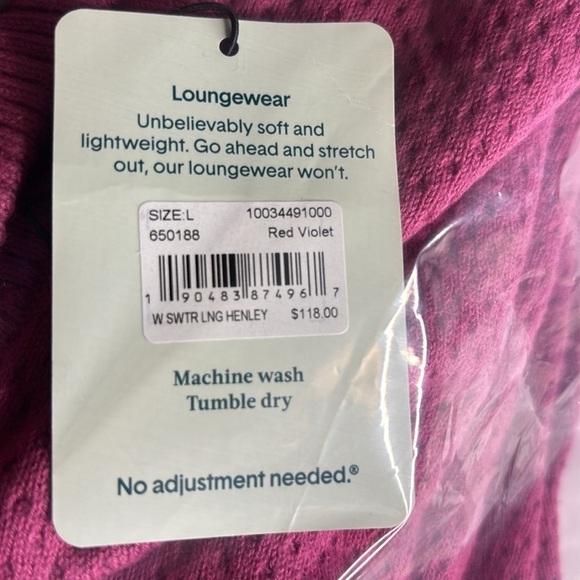 Tommy John Cozy Pink Knit Set Pants & Top with Button Detail - Picture 7 of 7